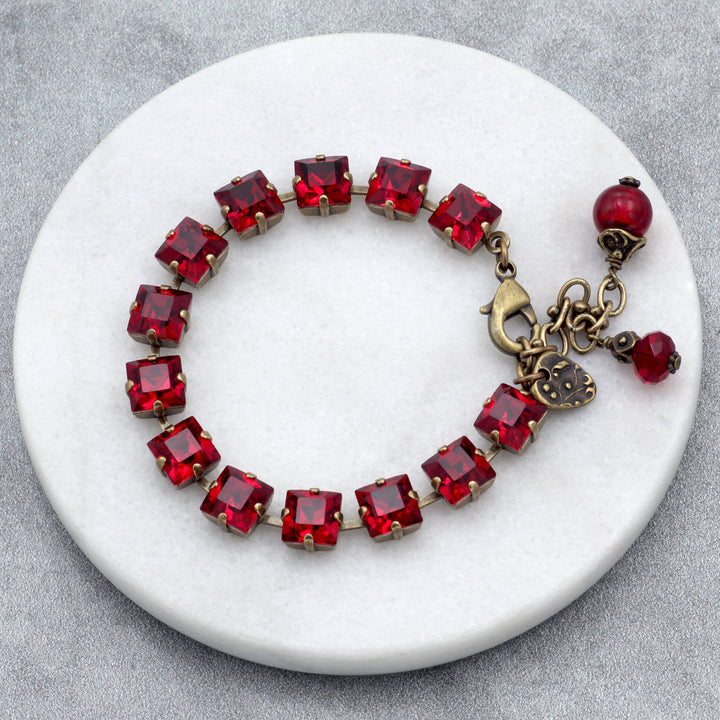 Crimson Red Crystal Bracelet