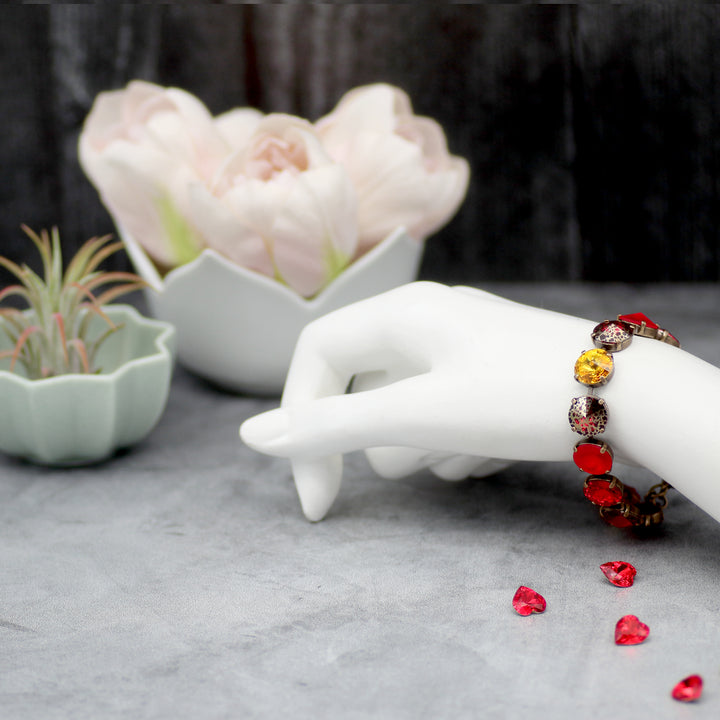 Red and Sunflower Yellow Crystal Bracelet