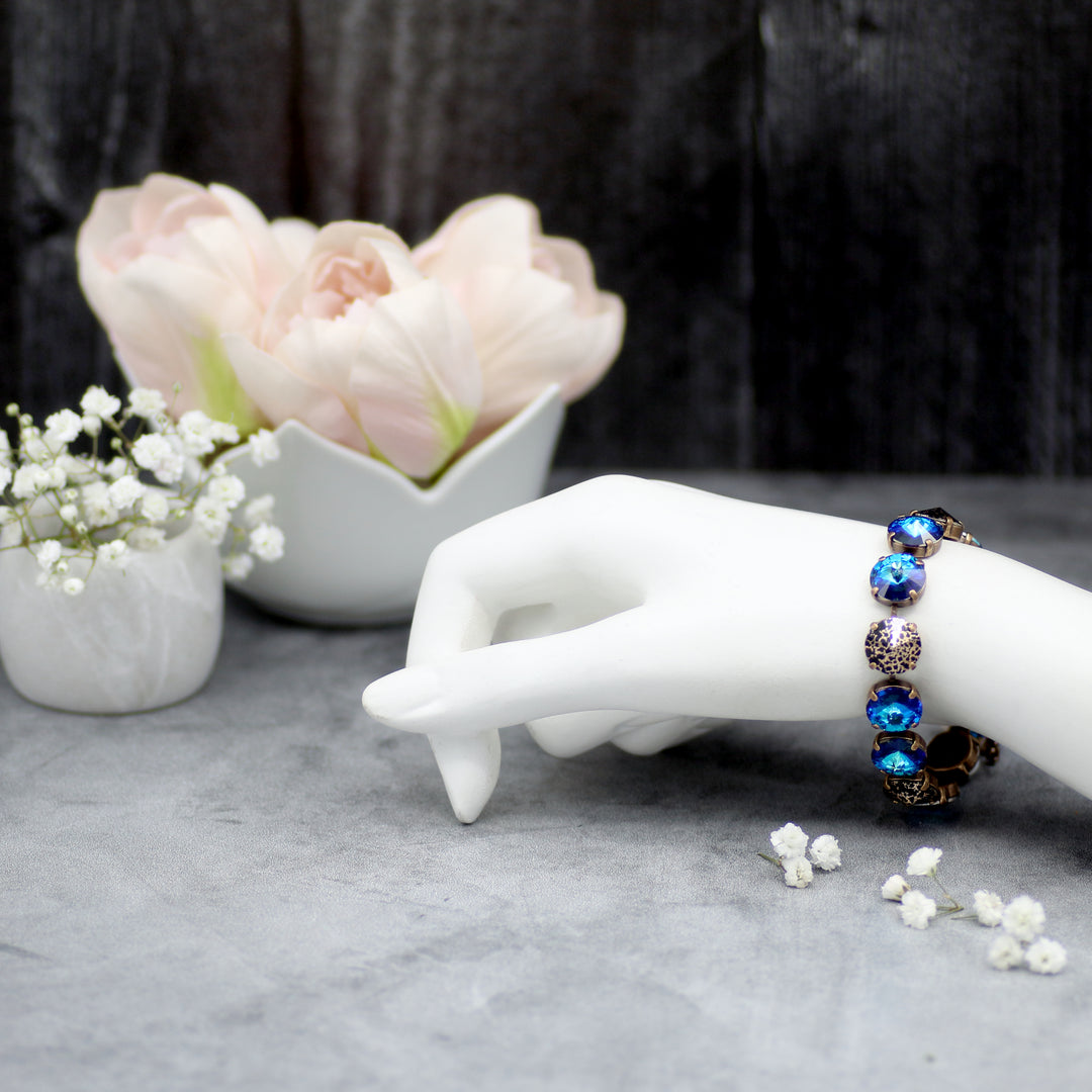 Bermuda Blue Bracelet with Crystal Fish and Freshwater Pearls