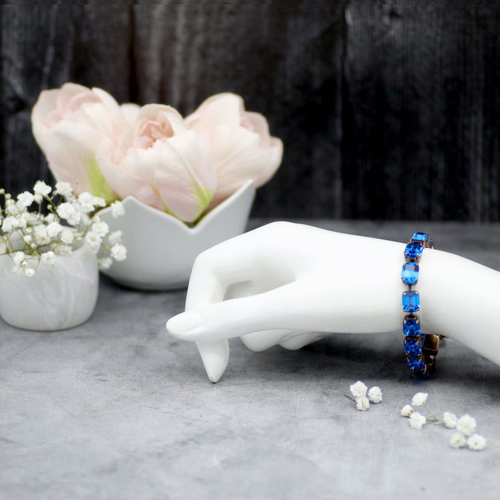 Capri Blue Crystal Bracelet with Baroque Freshwater Pearl