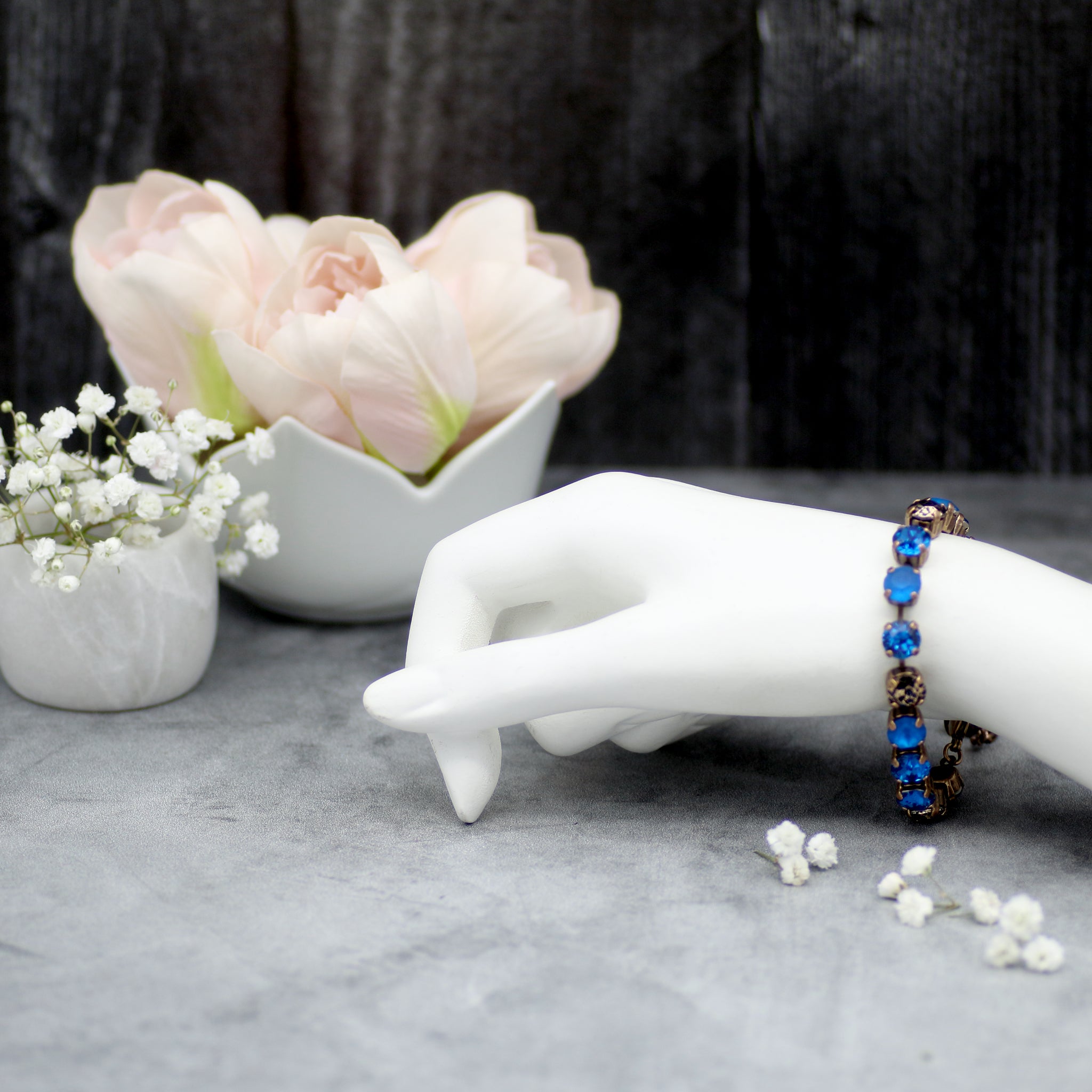 Capri Blue and Rose Gold Leopard Crystal Bracelet