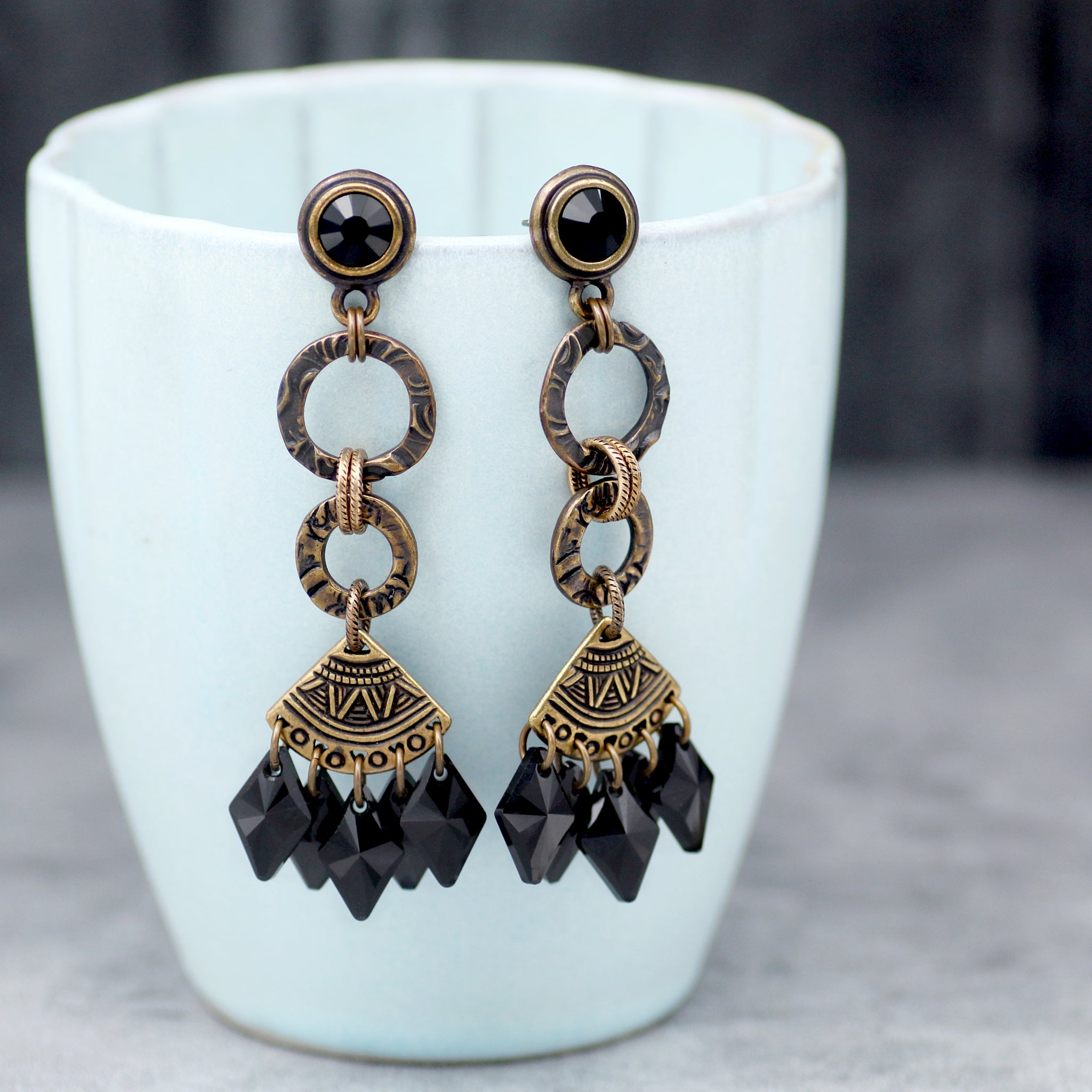 Bohemian Inspired Noir Drop Earrings