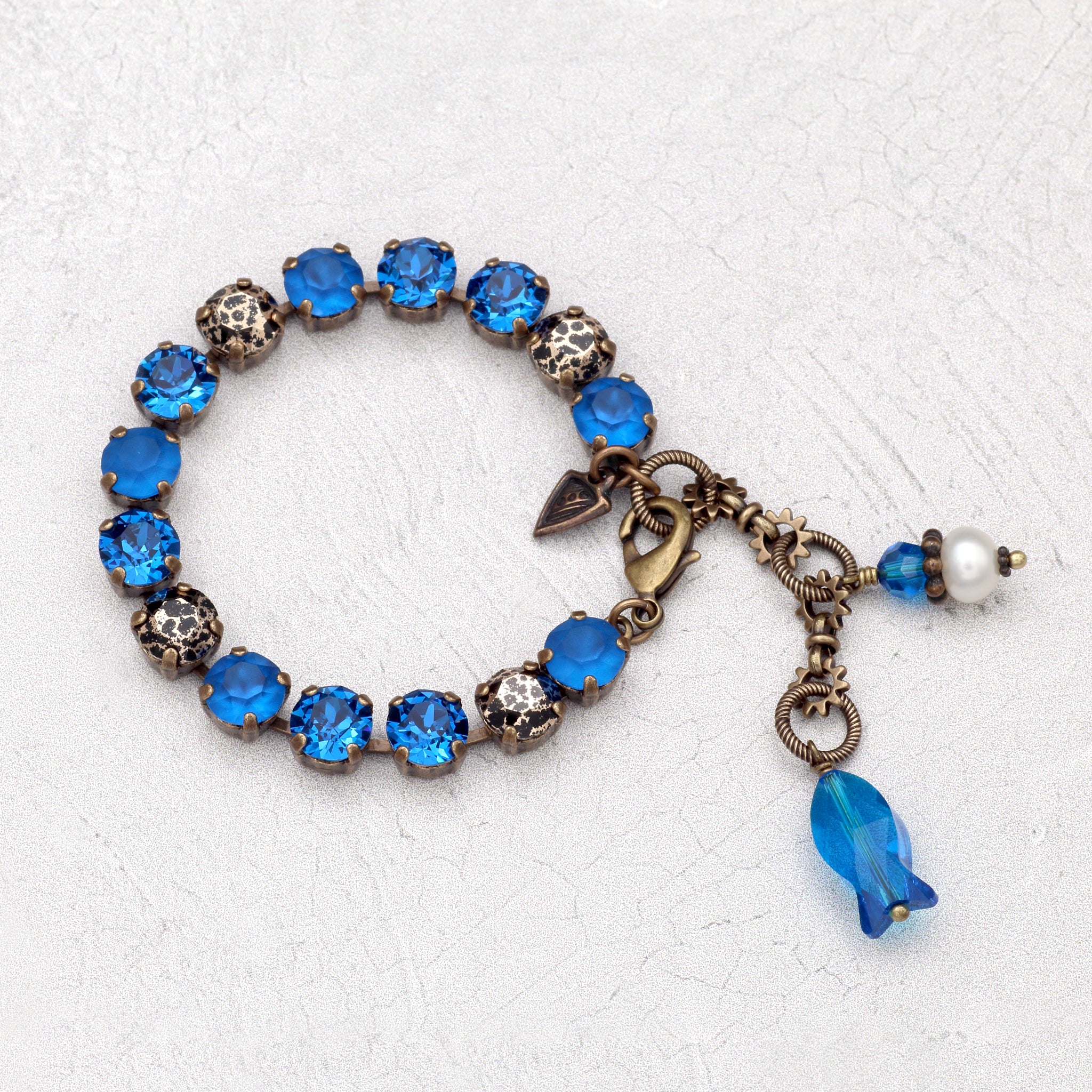 Capri blue bracelet with 8mm crystals