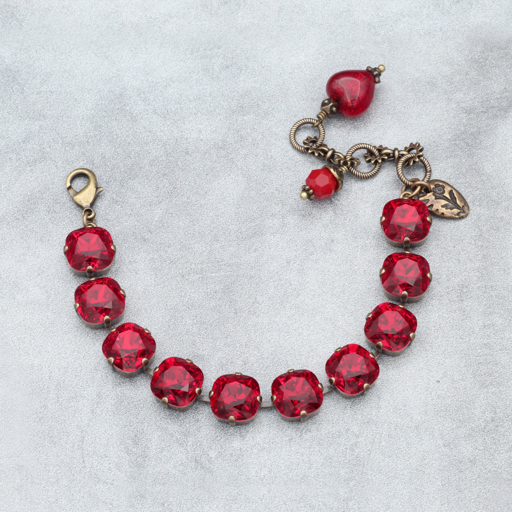 Crimson red crystal rhinestone bracelet