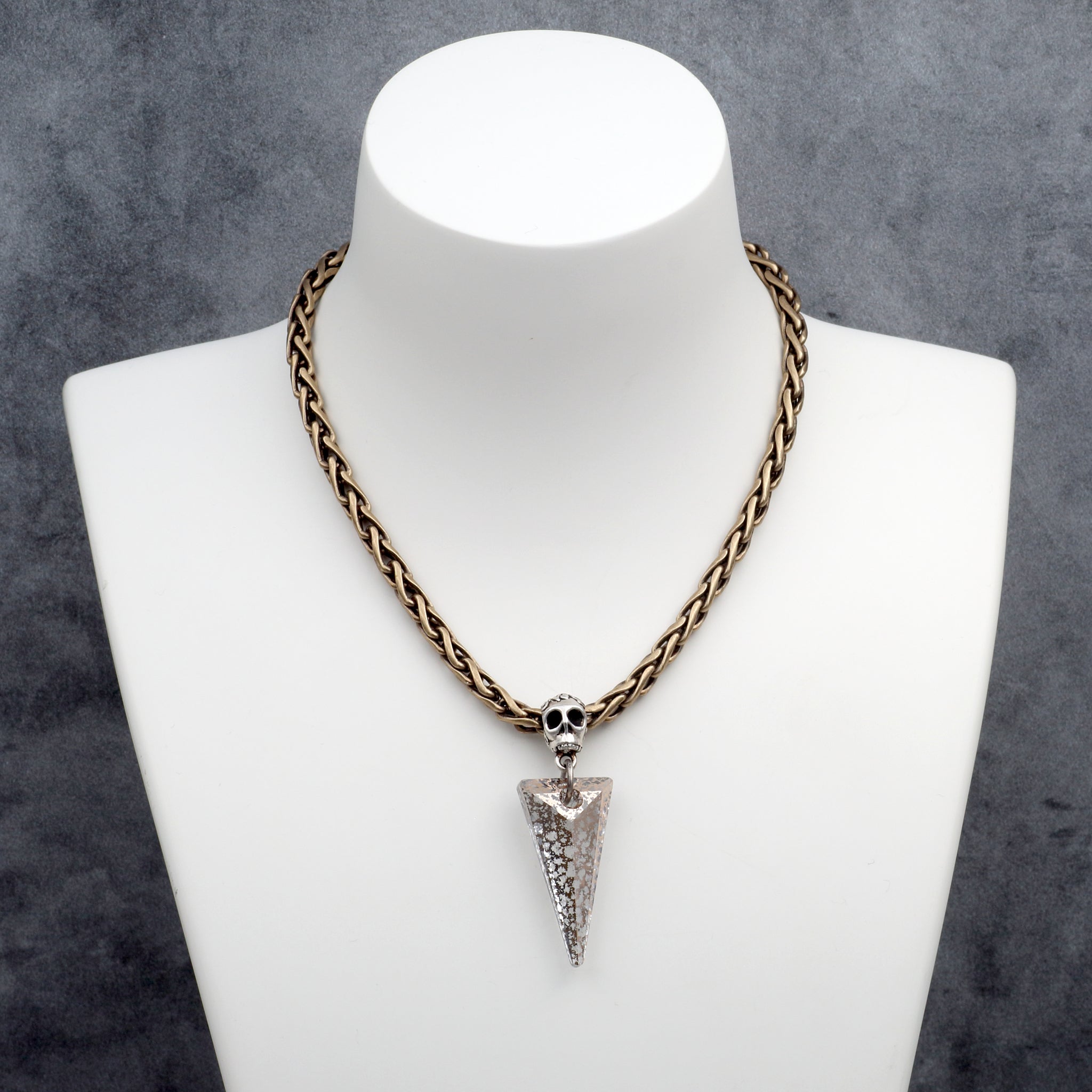 Skull with Rose Gold Crystal Spike, Pendant Necklace