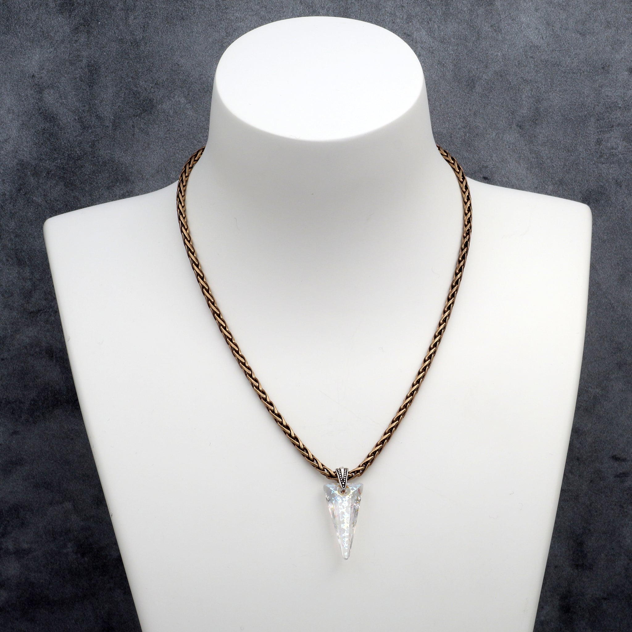 Lacy Iridescent Crystal Spike Pendant Necklace