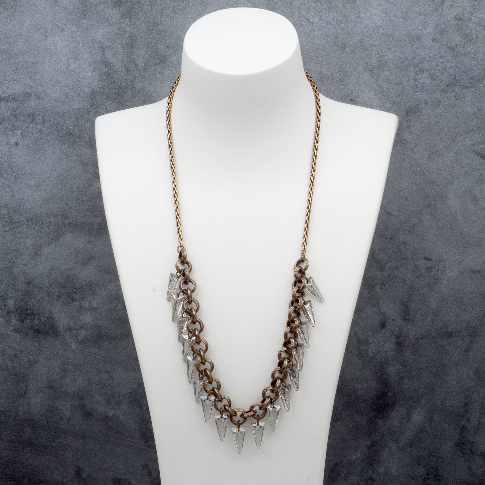 Silvery Crystal Spike Fringe Necklace