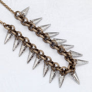 Silvery Crystal Spike Fringe Necklace