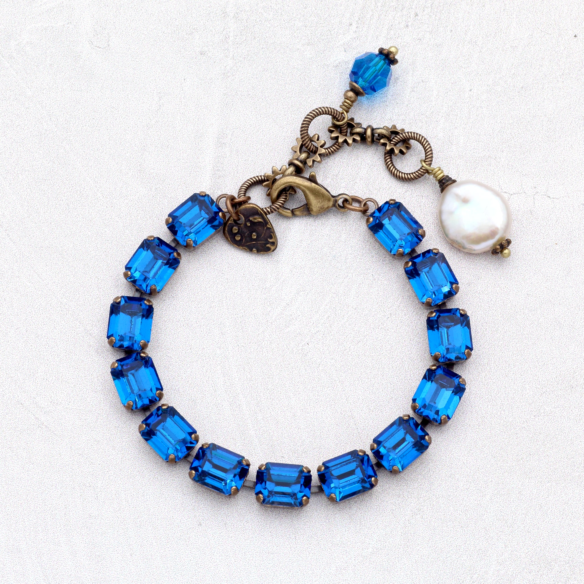 Capri Blue Crystal Bracelet with Baroque Freshwater Pearl