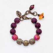 Amethyst Purple and Iridescent Orange-Pink-Purple Crystal Bracelet