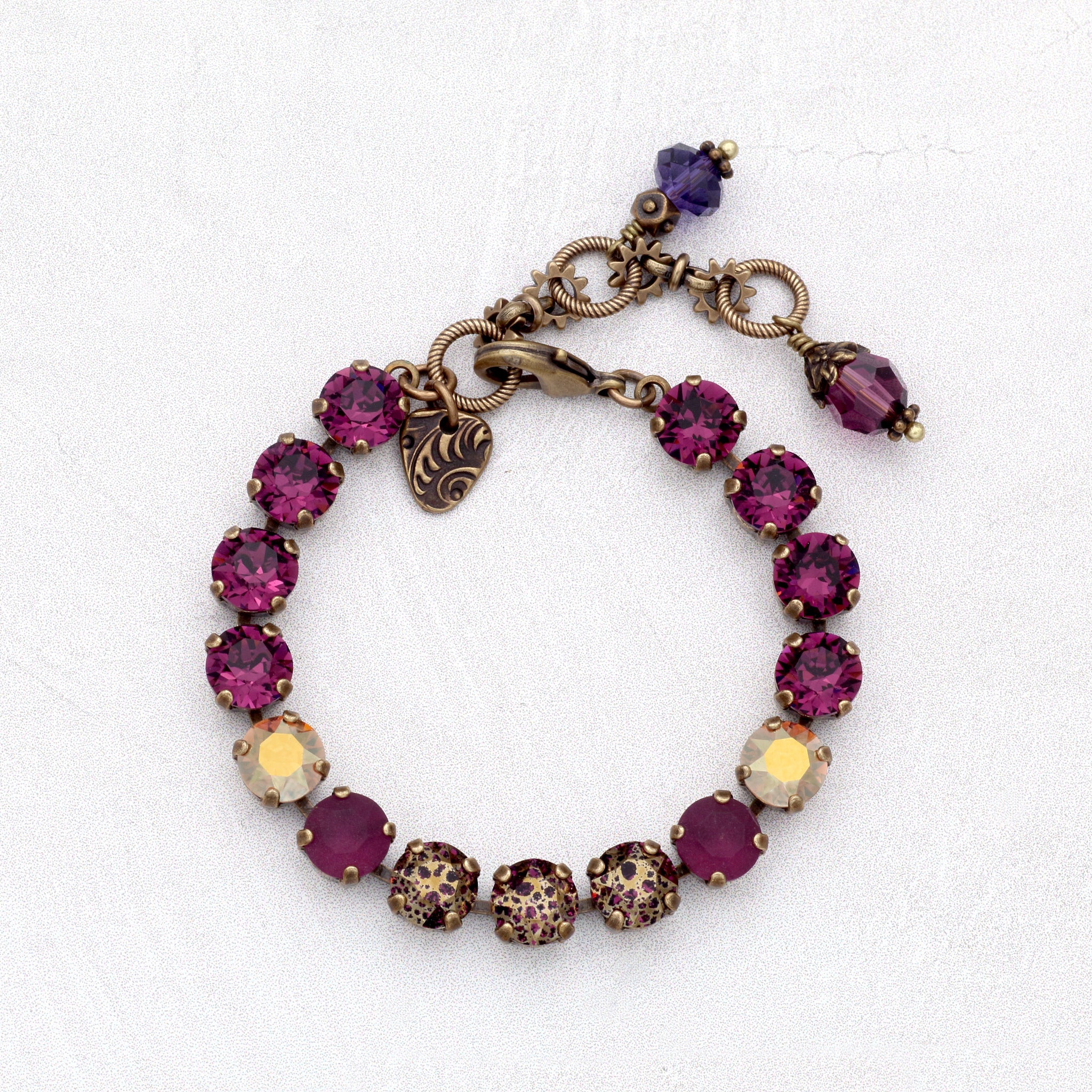 Purple and Gold Leopard Crystal Bracelet