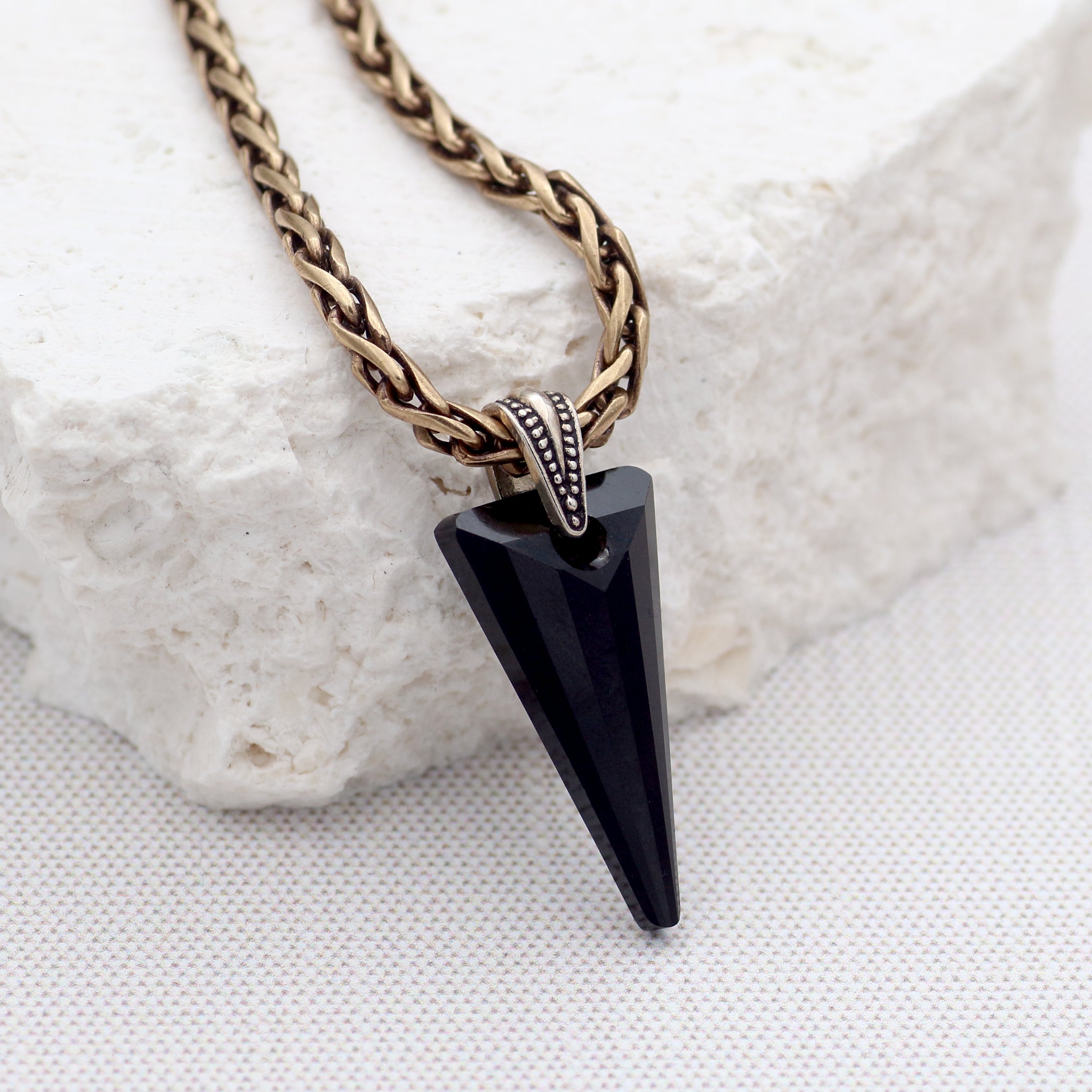 Jet Black Spike Pendant Necklace