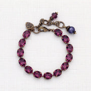 Amethyst Crystal Bracelet with Antiqued Brass