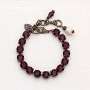 Burgundy Crystal Bracelet, Freshwater Pearl