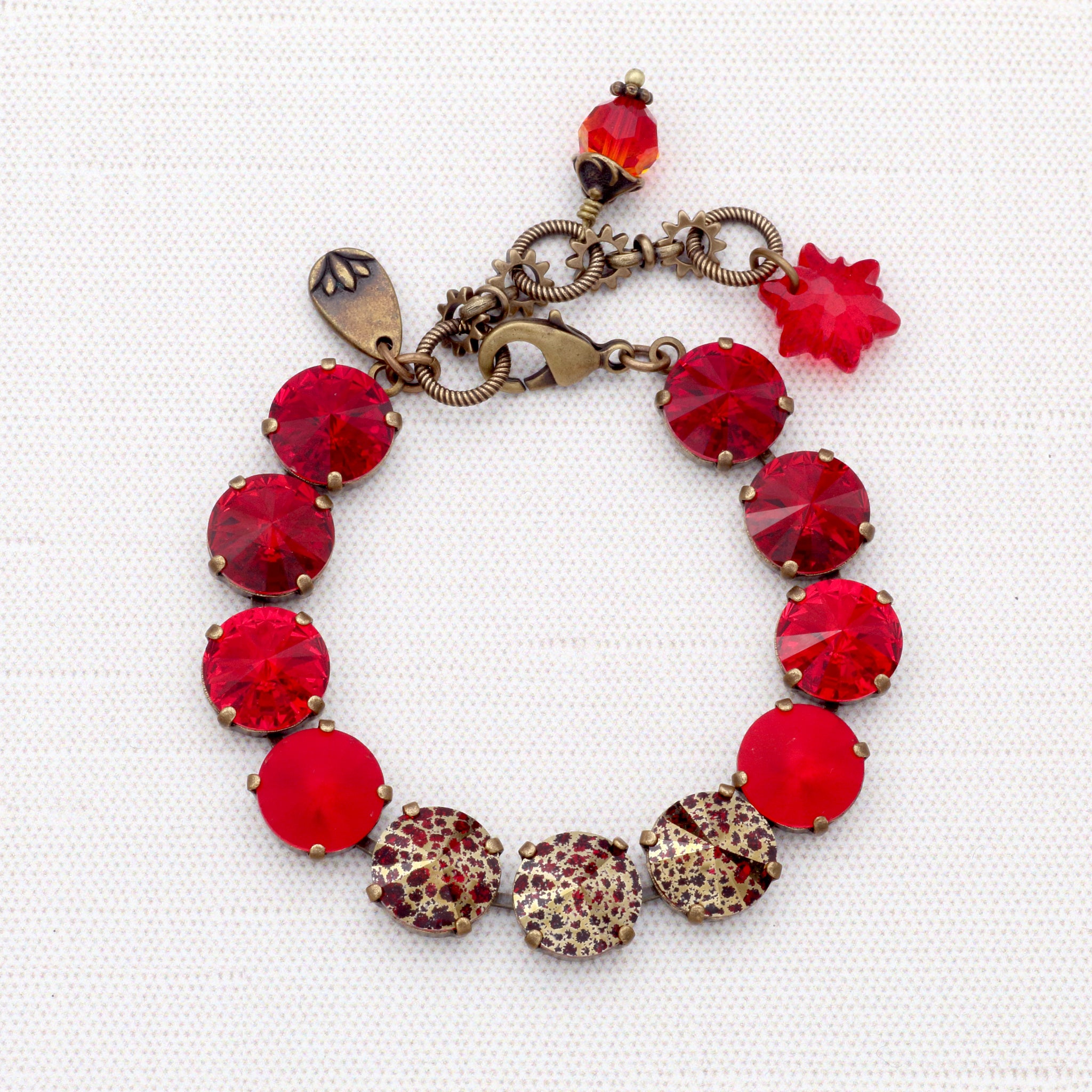 Red and Gold Leopard Crystal Bracelet