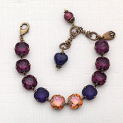 Purple with Orange-Pink Crystal Bracelet