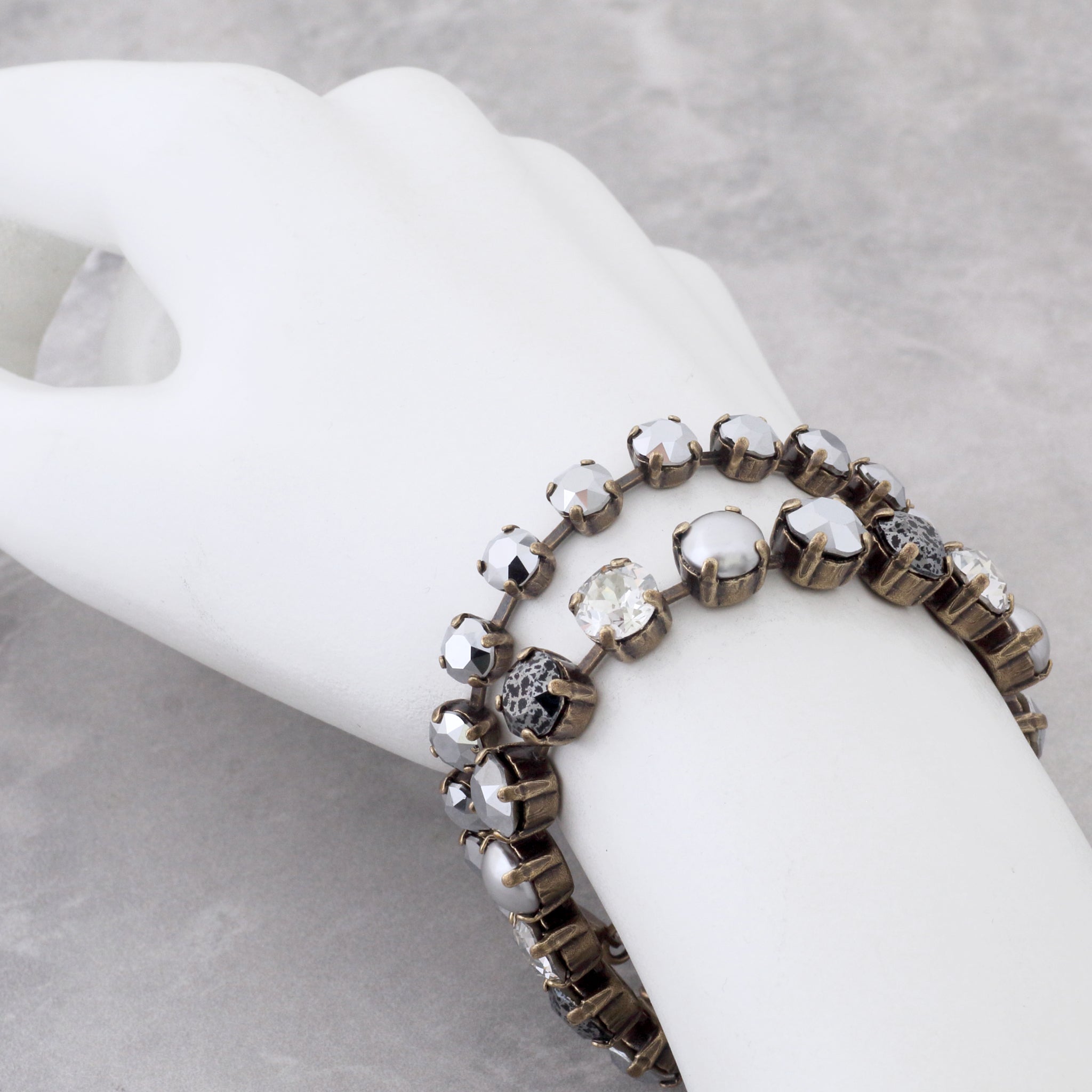 Shimmery Silver-Grey Crystal Bracelet